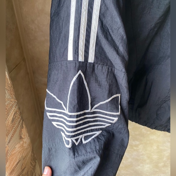 Vintage Adidas Black with White Embroidery Logos Unisex Style 90s 80s Zip Front - Picture 4 of 7